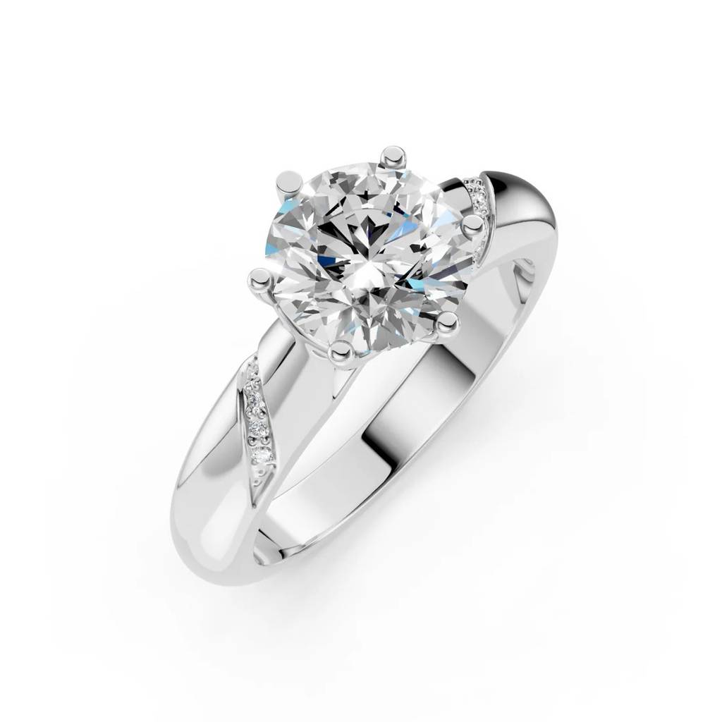 2Ct Round Cut Natural Moissanite Women'S Engagement Ring 14K White Gold Plated : SSRL-0004-WH-8