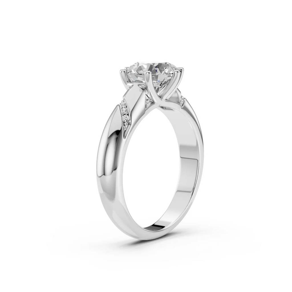 2Ct Round Cut Natural Moissanite Women'S Engagement Ring 14K White Gold Plated : SSRL-0004-WH-8