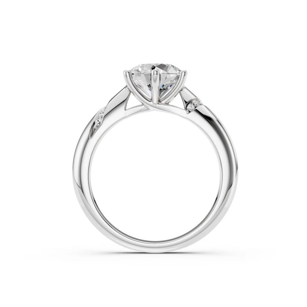 2Ct Round Cut Natural Moissanite Women'S Engagement Ring 14K White Gold Plated : SSRL-0004-WH-8