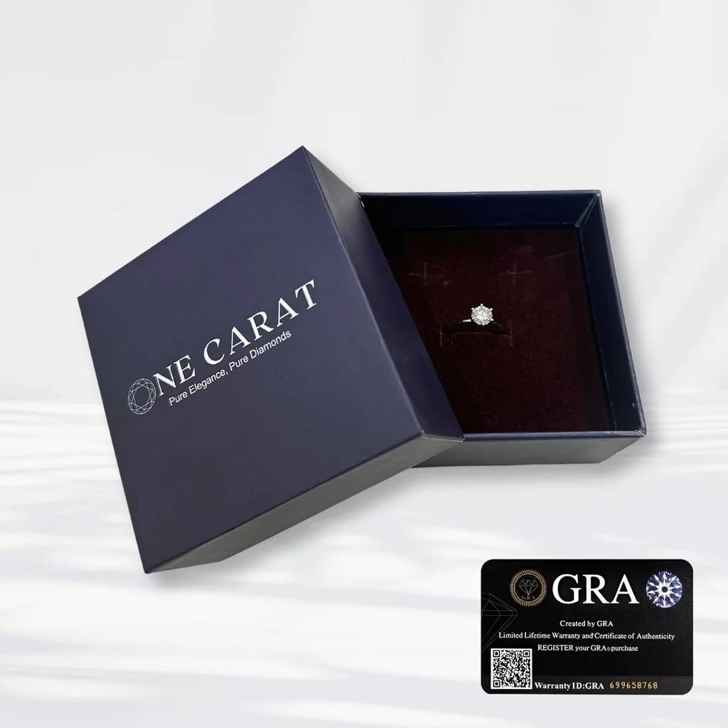 1.06 Carat Round Moissanite Three Stone Engagement Ring In 14K White Gold Plated : TSRL-0002-WH-8