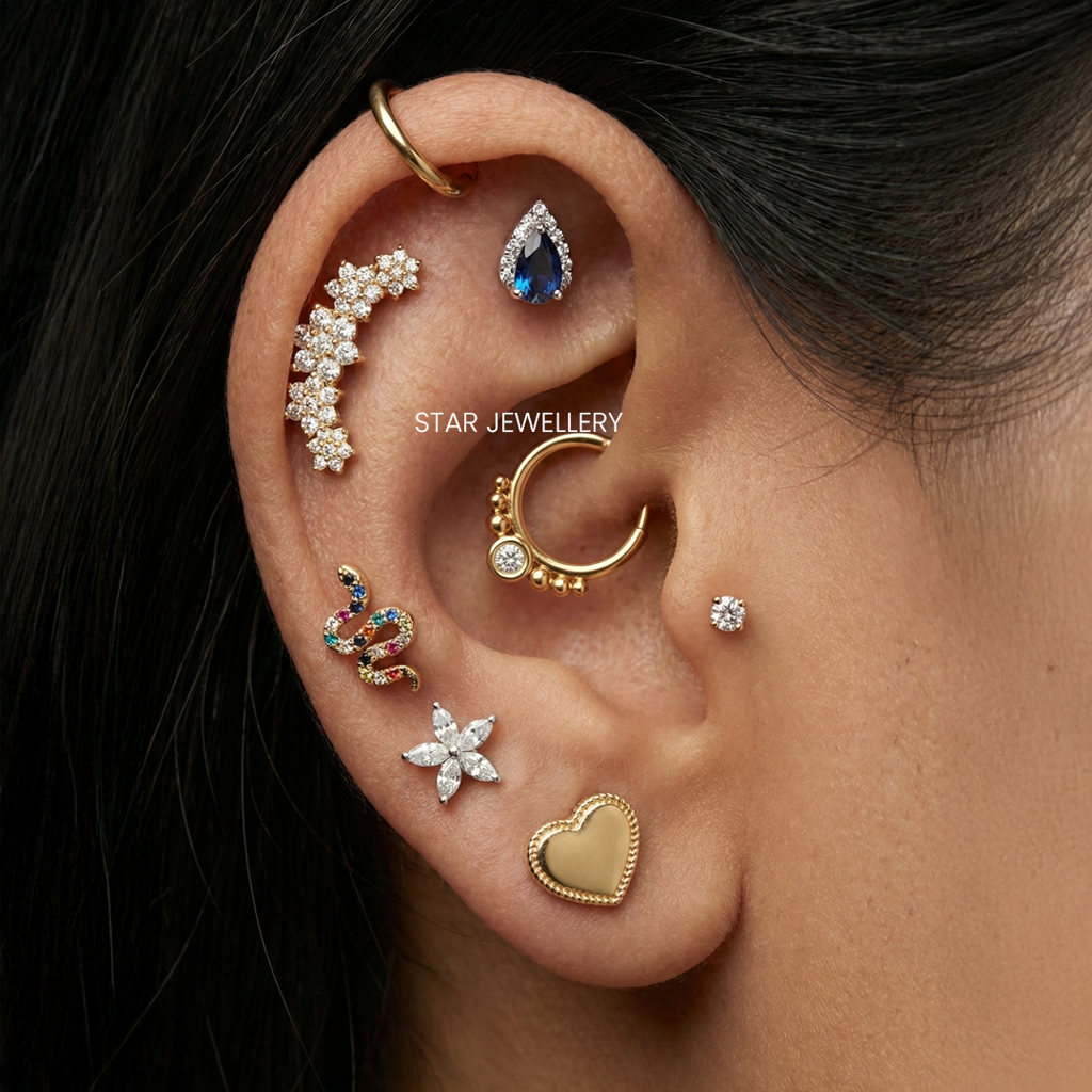 925 Sterling Silver With Moissanite Diamond  Septum Nose Ring : STE62