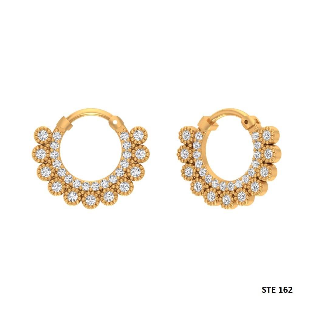 925 Sterling Silver Yellow Gold Plated  Set Moissanite Diamond Miligrain Septum Nose Ring : STE162