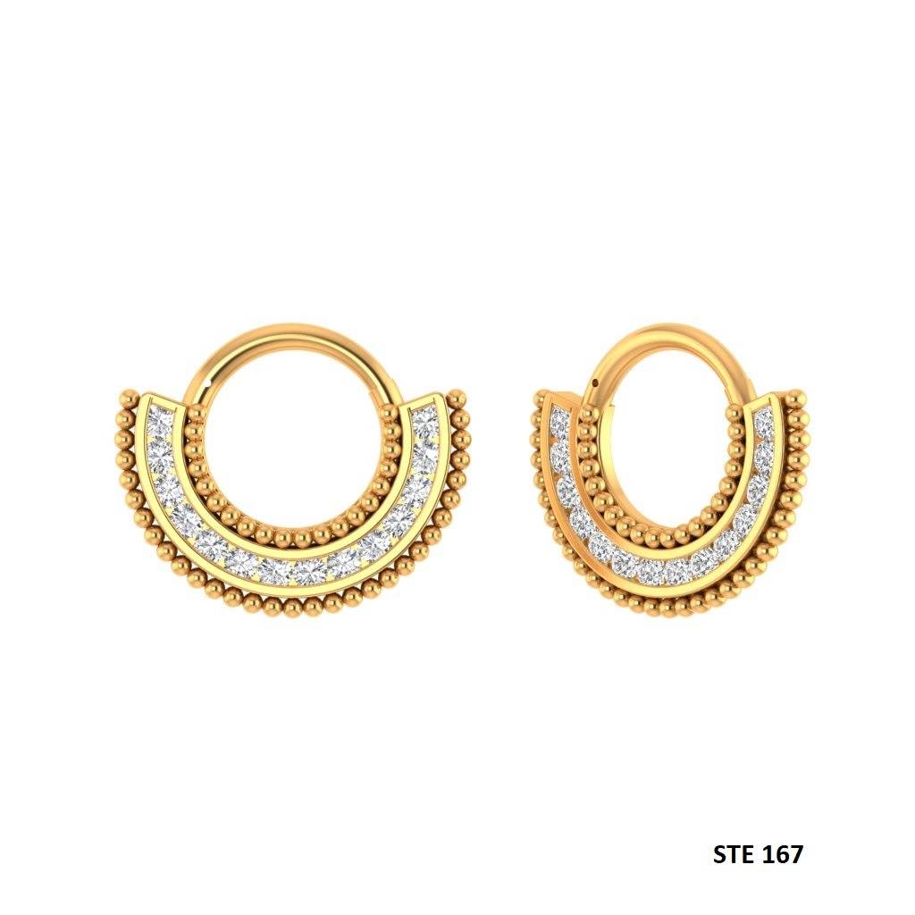 925 Sterling Silver Channel Set Moissanite Diamond Septum Nose Ring : STE167