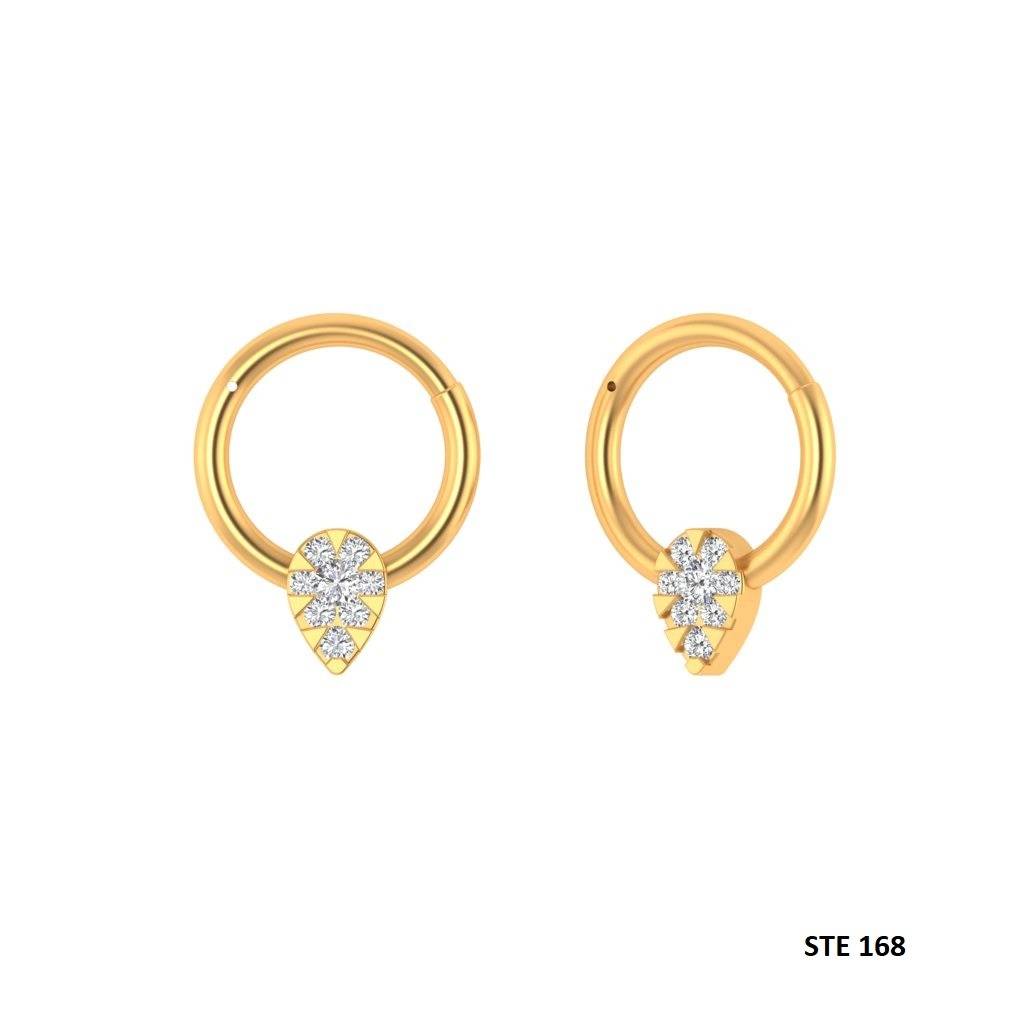 Septum Nose Ring In 925 Sterling Silver In  Moissanite Diamond Pear Shape  Piercing : STE168