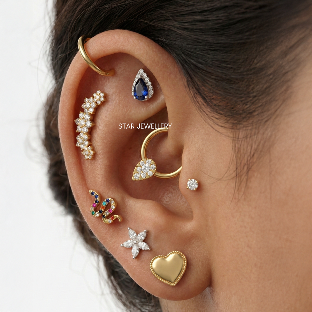 Septum Nose Ring In 925 Sterling Silver In  Moissanite Diamond Pear Shape  Piercing : STE168