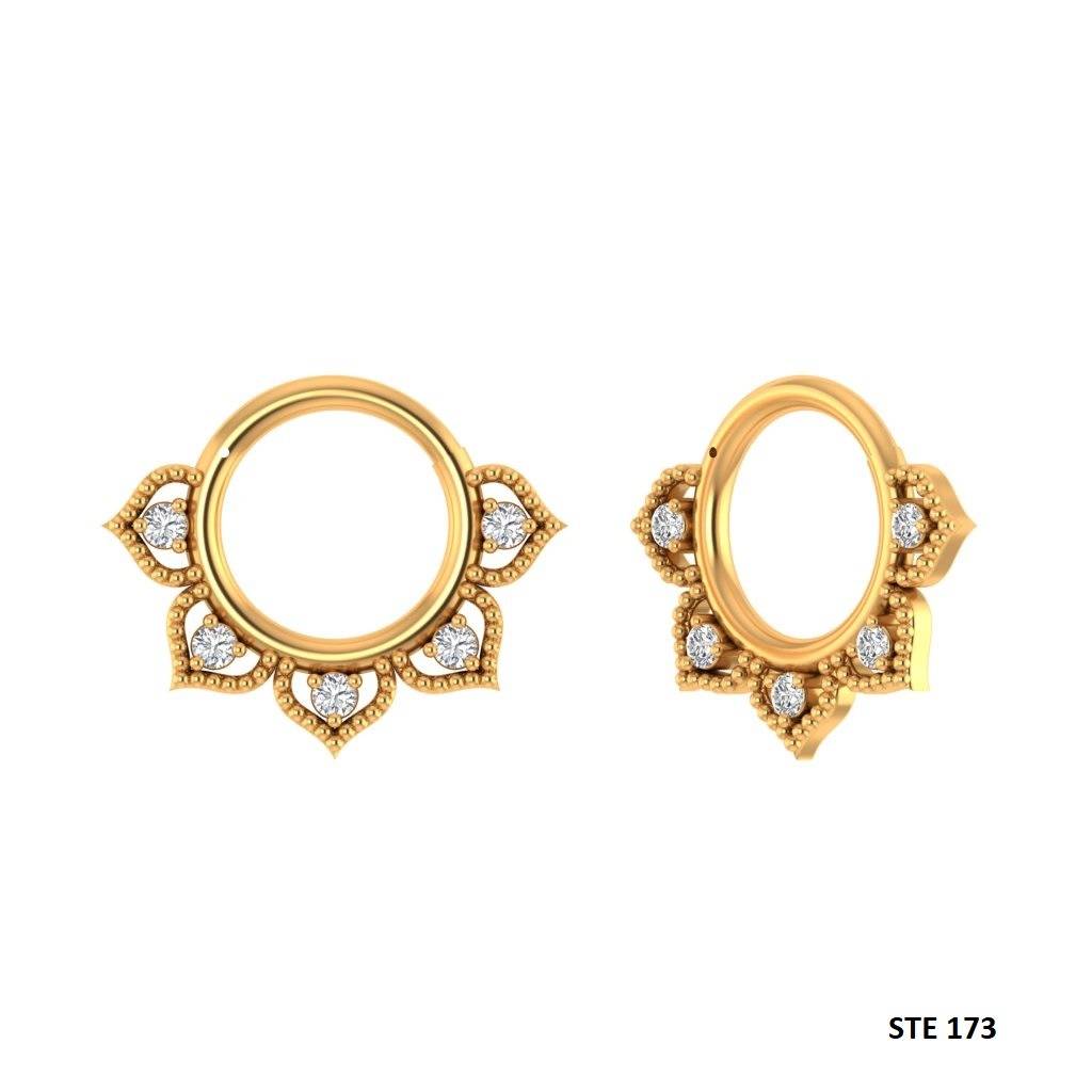 Lotus Bloom 925 Sterling Silver Moissanite Septum Daith Piercing : STE173