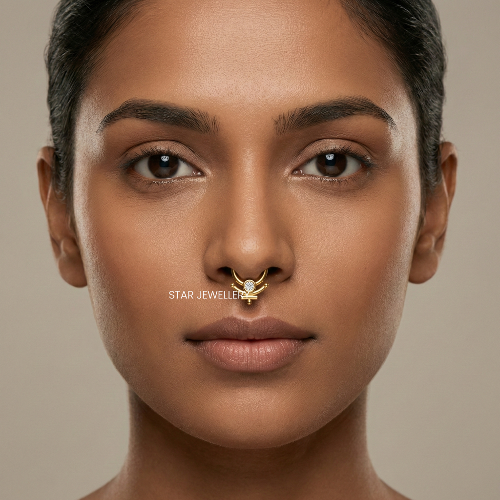 Moissanite Diamond Arc 925 Sterling Silver Septum Nose Ring : STE176