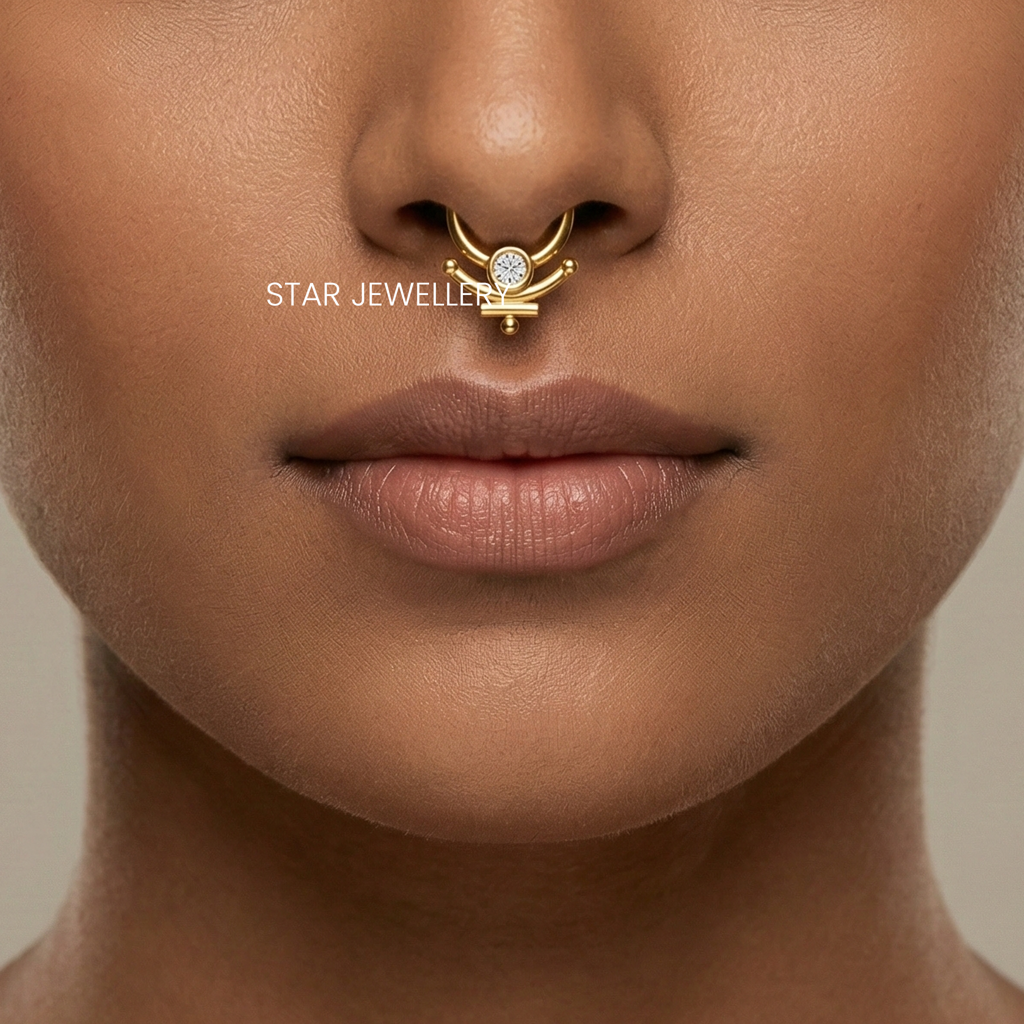 Moissanite Diamond Arc 925 Sterling Silver Septum Nose Ring : STE176