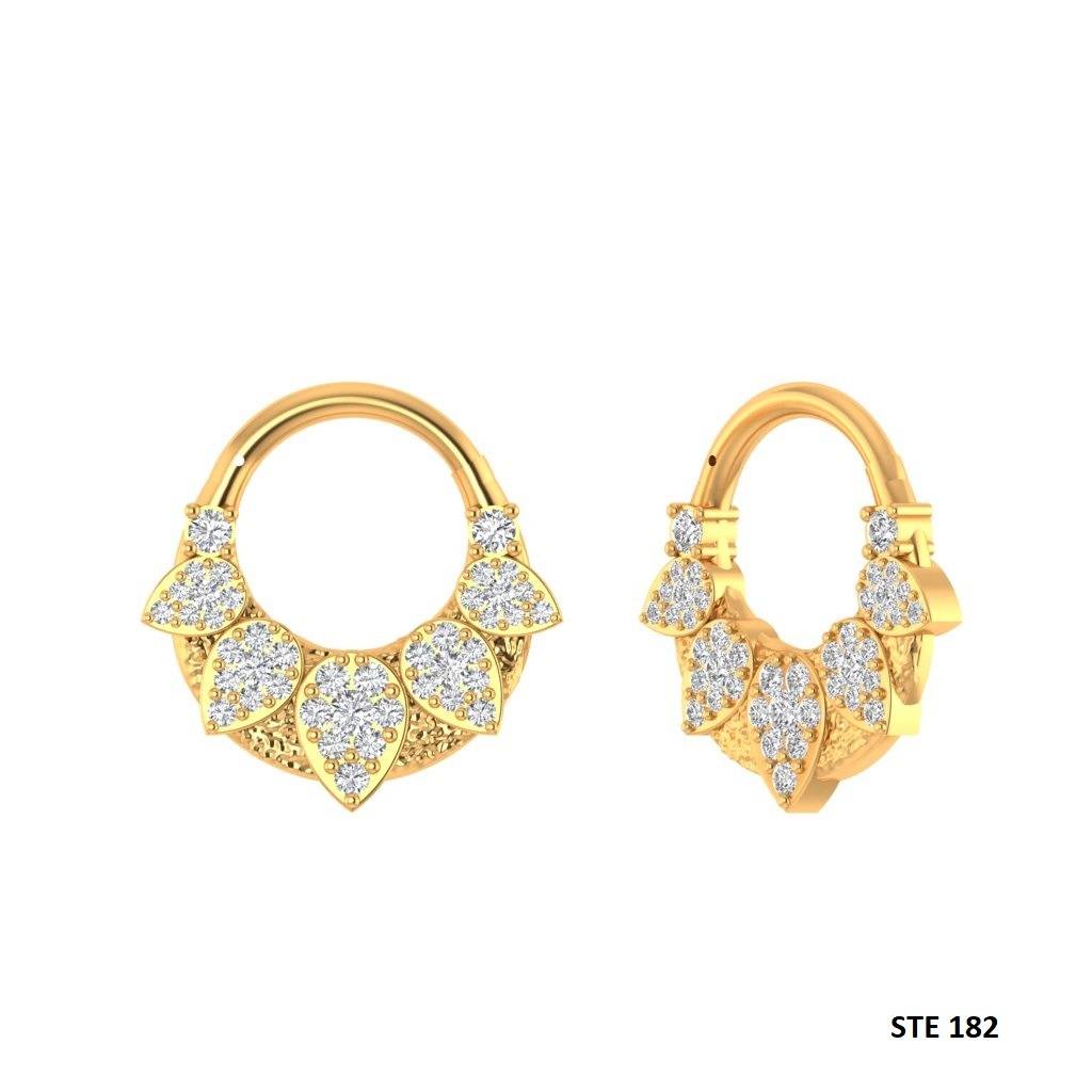 Septum Nose Ring In 925 Sterling Silver In Pear Shape Moissanite Diamond Daith Clicker : STE182