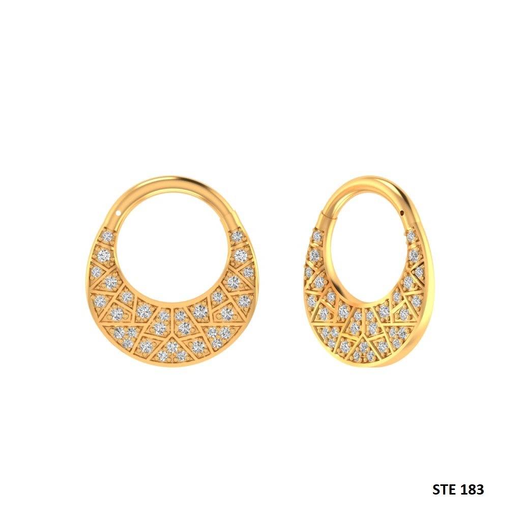 Crescent Shield Moissanite Diamond Septum Nose Ring In 925 Sterling Silver : STE183