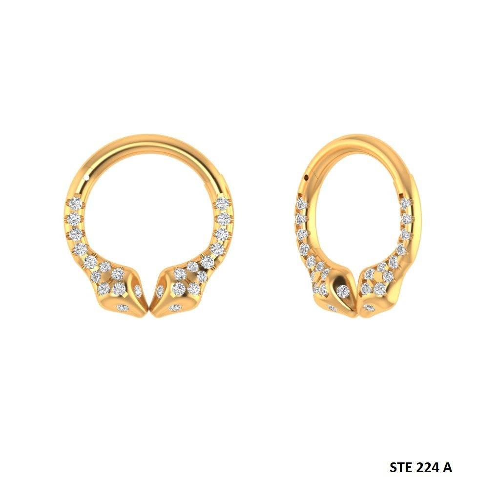Septum Nose Ring In 925 Sterling Silver In Moissanite Diamond Dual Snake  Piercing : STE224