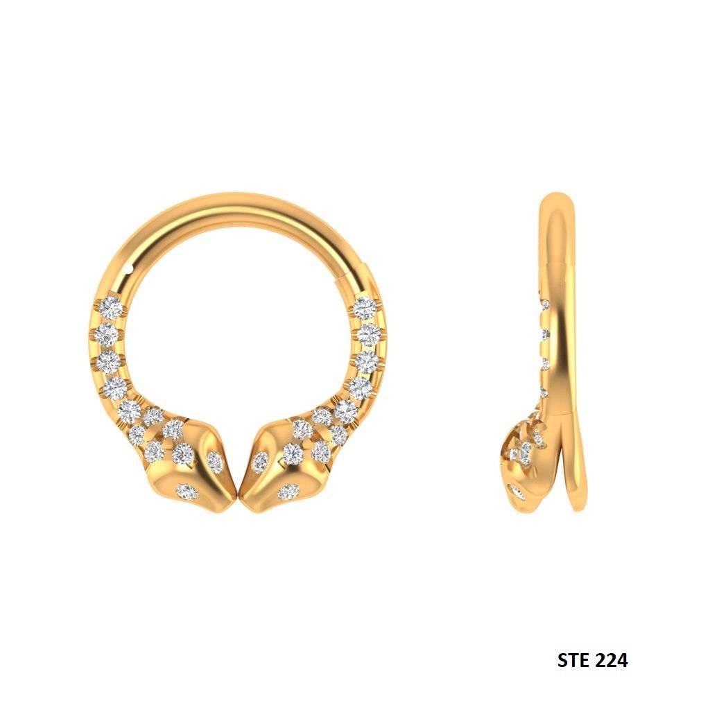 Septum Nose Ring In 925 Sterling Silver In Moissanite Diamond Dual Snake  Piercing : STE224