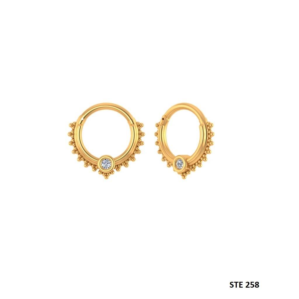 Ornate Beaded Mandala Septum Nose Ring In 925 Sterling Silver With Moissanite : STE258
