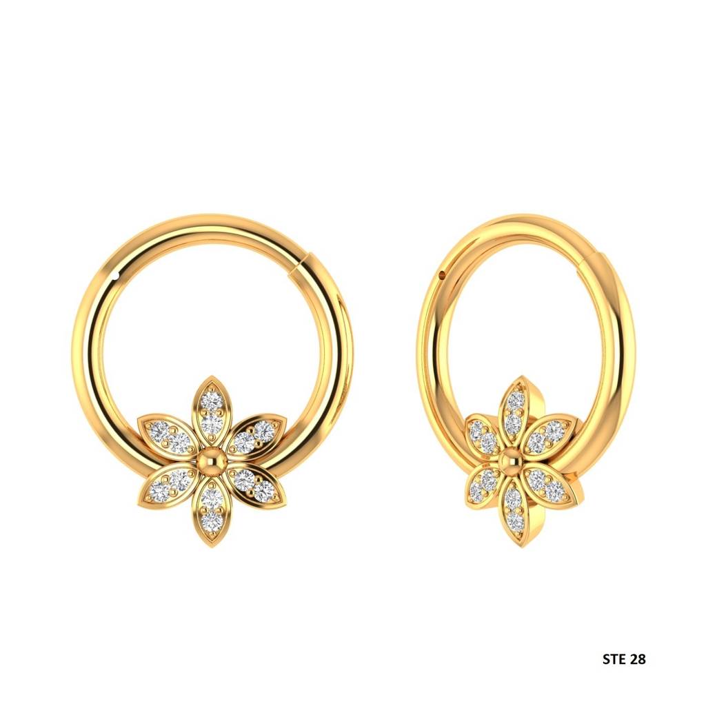 Moissanite Diamond Floral Daith Piercing Septum Nose Ring In 925 Steling Silver : STE28