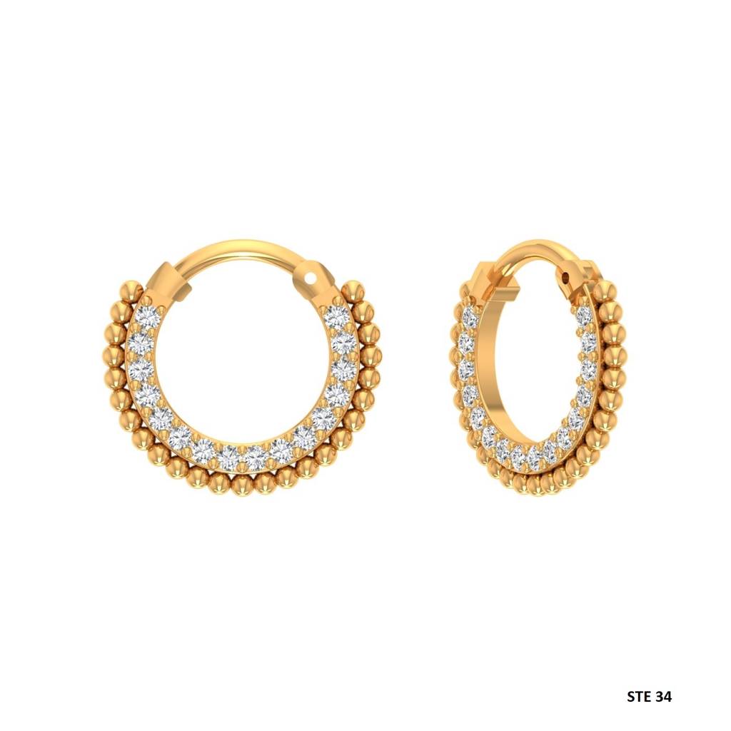 Septum Nose Ring Daith Piercing In 925 Sterling Silver With Moissanite Diamond : STE34