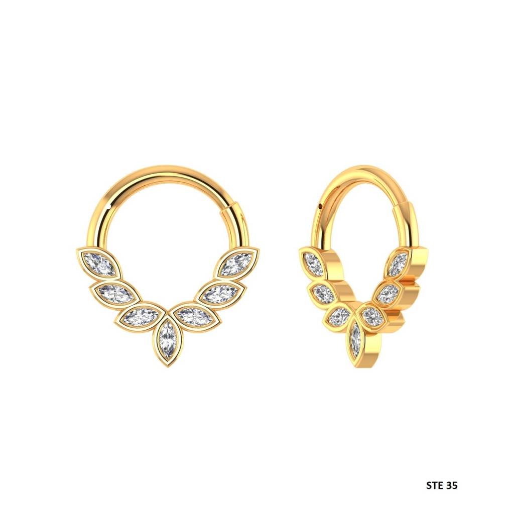 Marquise Leaf Spray Moissanite Septum Nose Ring In 925 Sterling Silver : STE35
