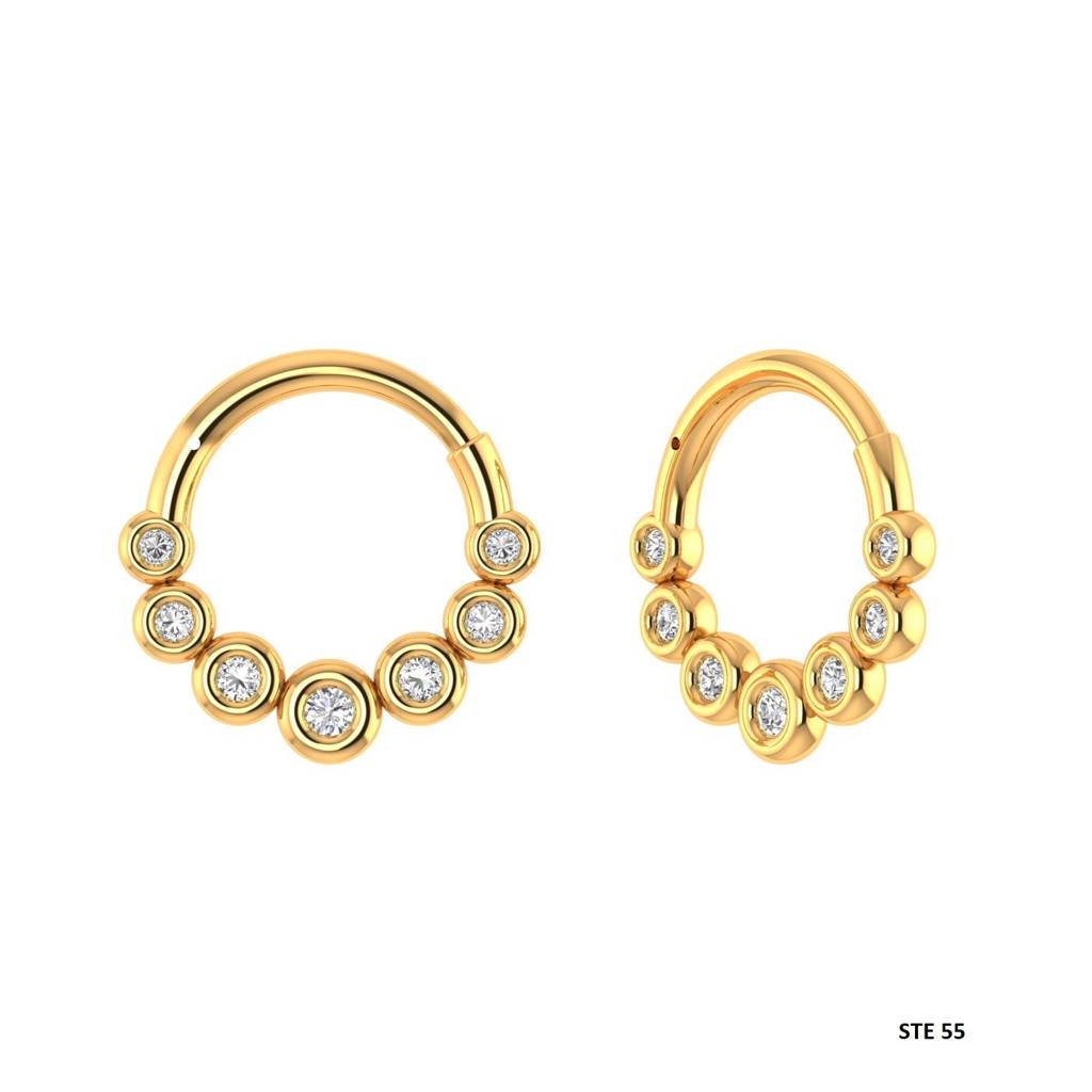 Septum Nose Ring In 925 Sterling Silver Bezel Set Moissanitediamond Daith Clicker : STE55