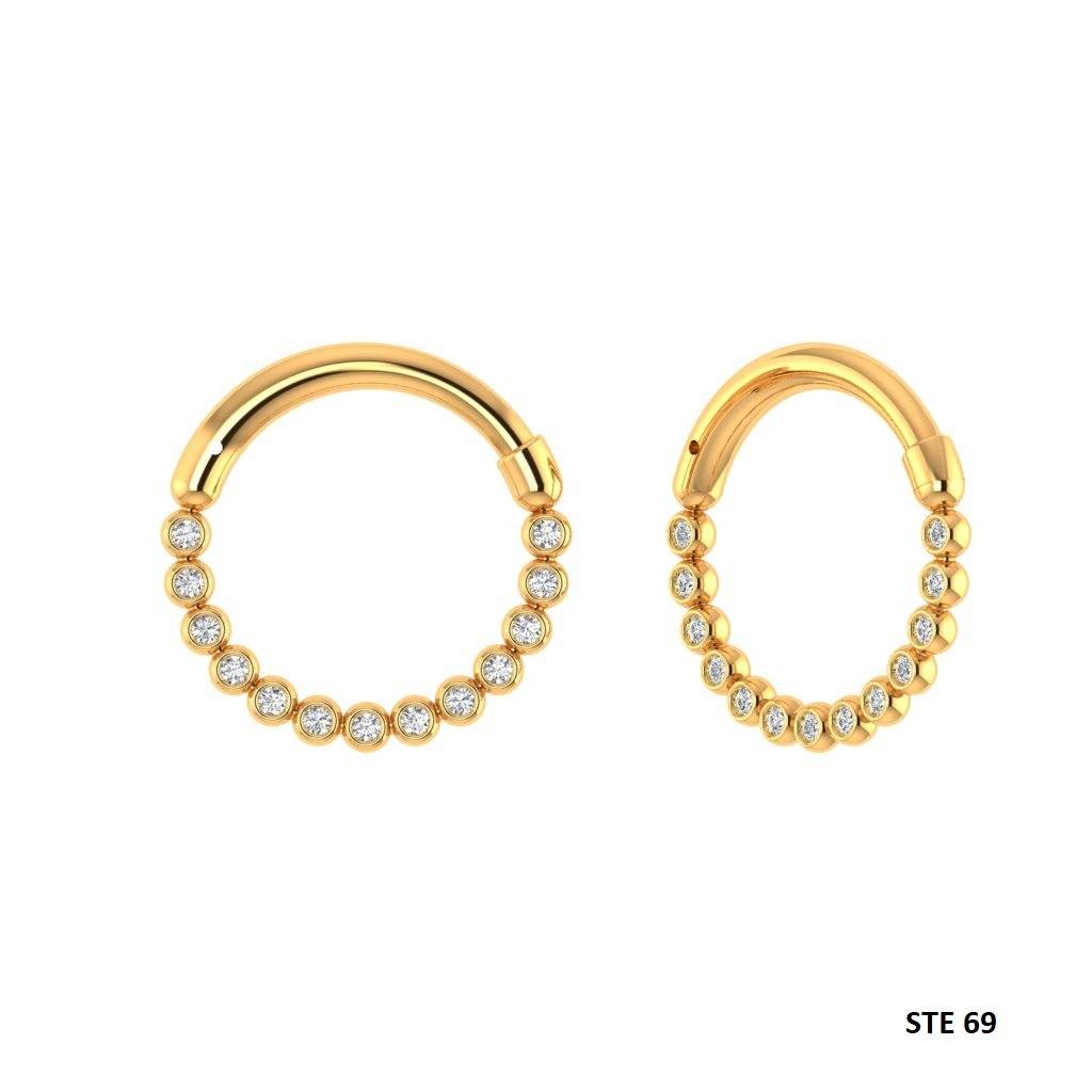 925 Sterling Silver Bezel Set Minimalist Moissanite Diamond Daith Clicker  Septum Nose Ring : STE69
