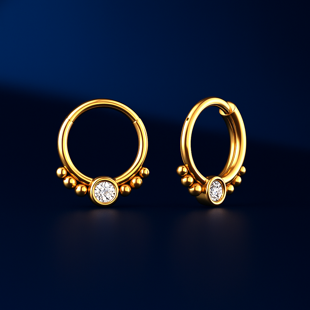 925 Sterling Silver With Moissanite Diamond  Septum Nose Ring : STE62