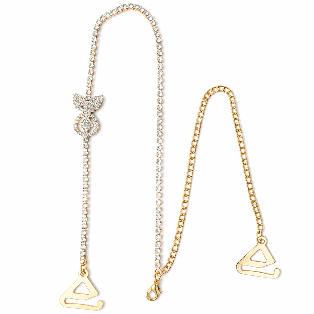 Gold Butterfly Circle Rhinestone Bra Strap : STP-RABIT