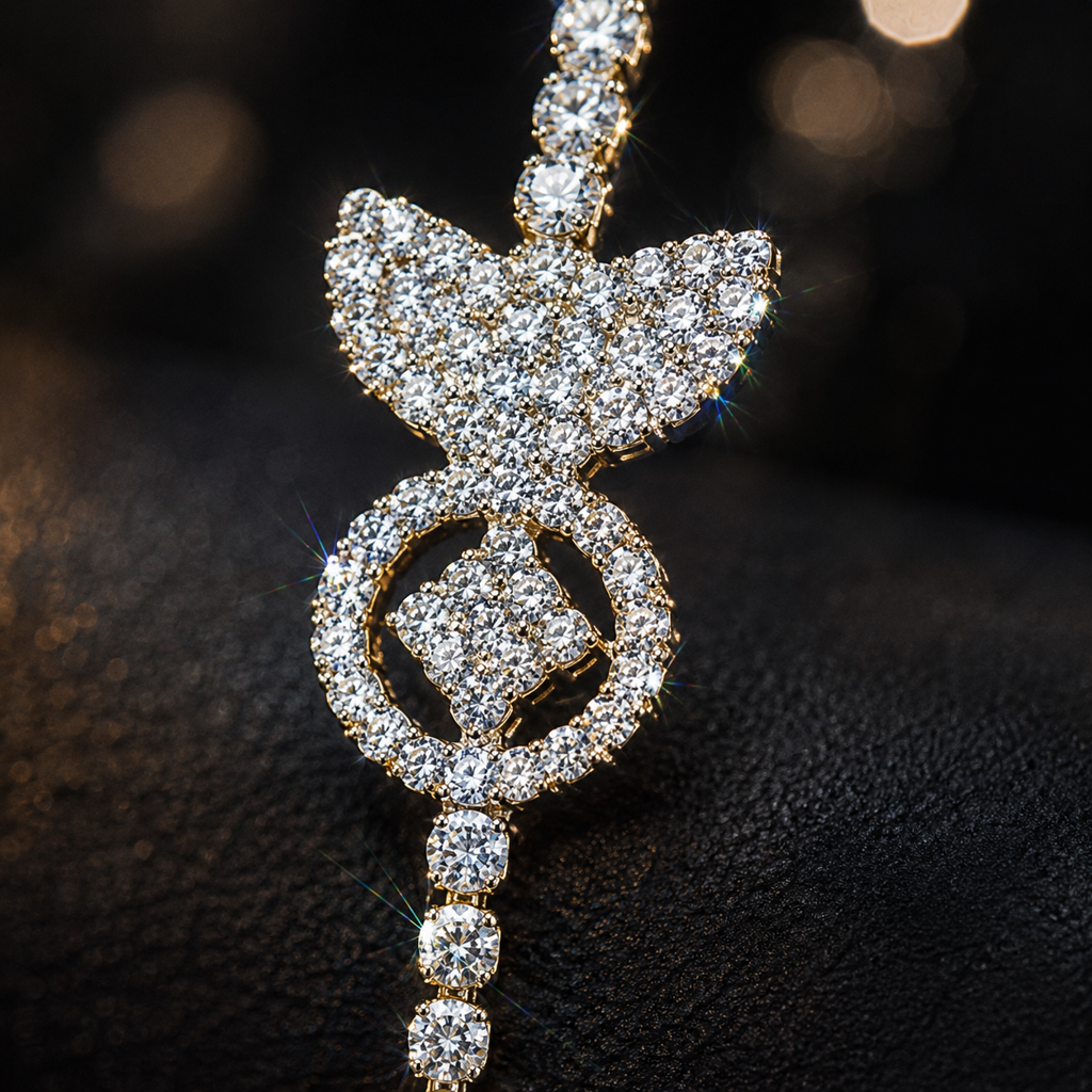 Gold Butterfly Circle Rhinestone Bra Strap : STP-RABIT