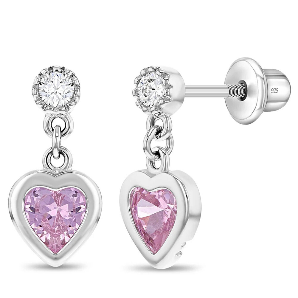 My First Heart Dangle Earrings For Girls In Sterling Silver : DE-WG-0001