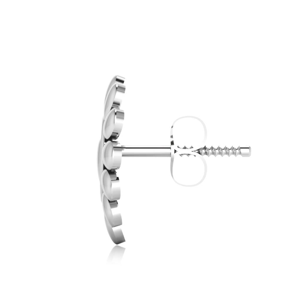 Iski Uski 925 Sterling Silver Floral Plain Silver Stud Earrings