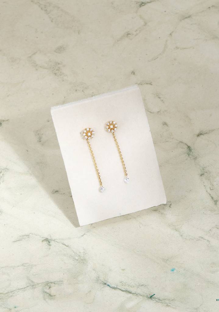 2 In 1 Pure Silver Tara Hanging Earring With Detachable Chain Drop : EC020