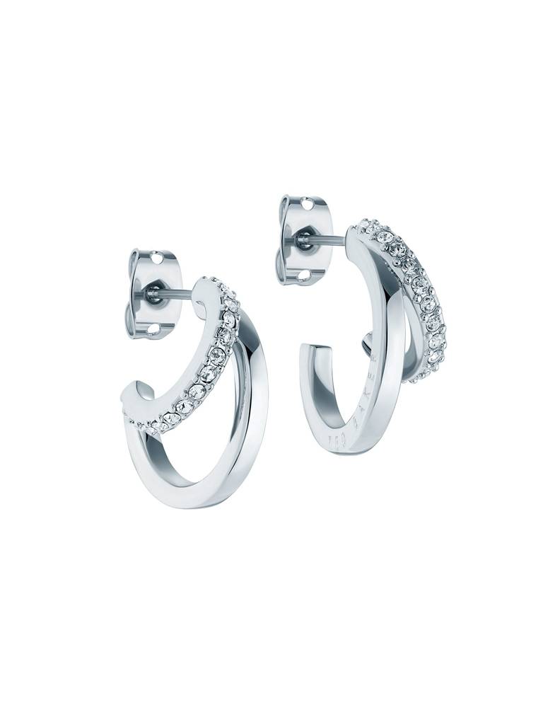Helias: Crystal Double Hoop Crystal Earring : TBJ3458-01-02