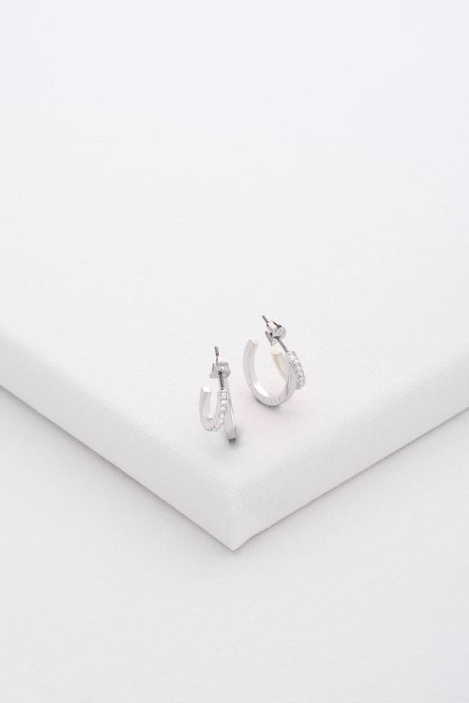 Helias: Crystal Double Hoop Crystal Earring : TBJ3458-01-02