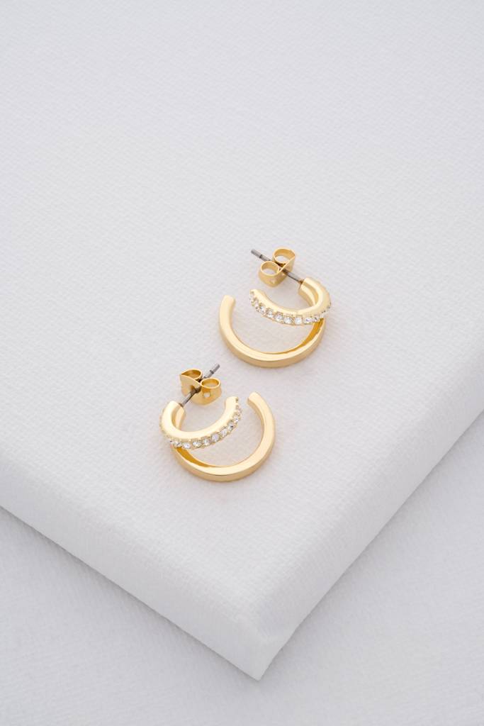 Helias: Crystal Double Hoop Crystal Earring : TBJ3458-02-02