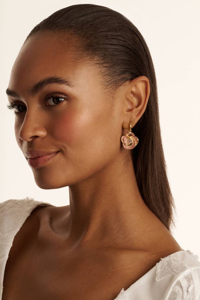 Florence: Crystal Flower Huggie Earrings : TBJ3847-02-34