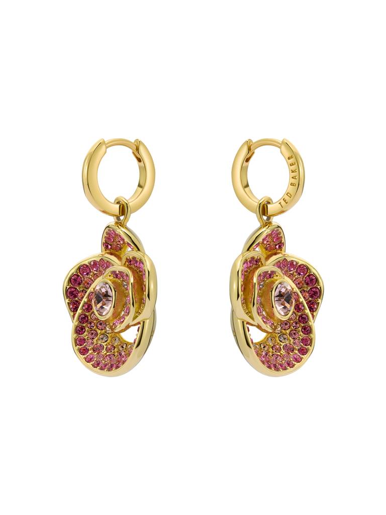 Florence: Crystal Flower Huggie Earrings : TBJ3847-02-34