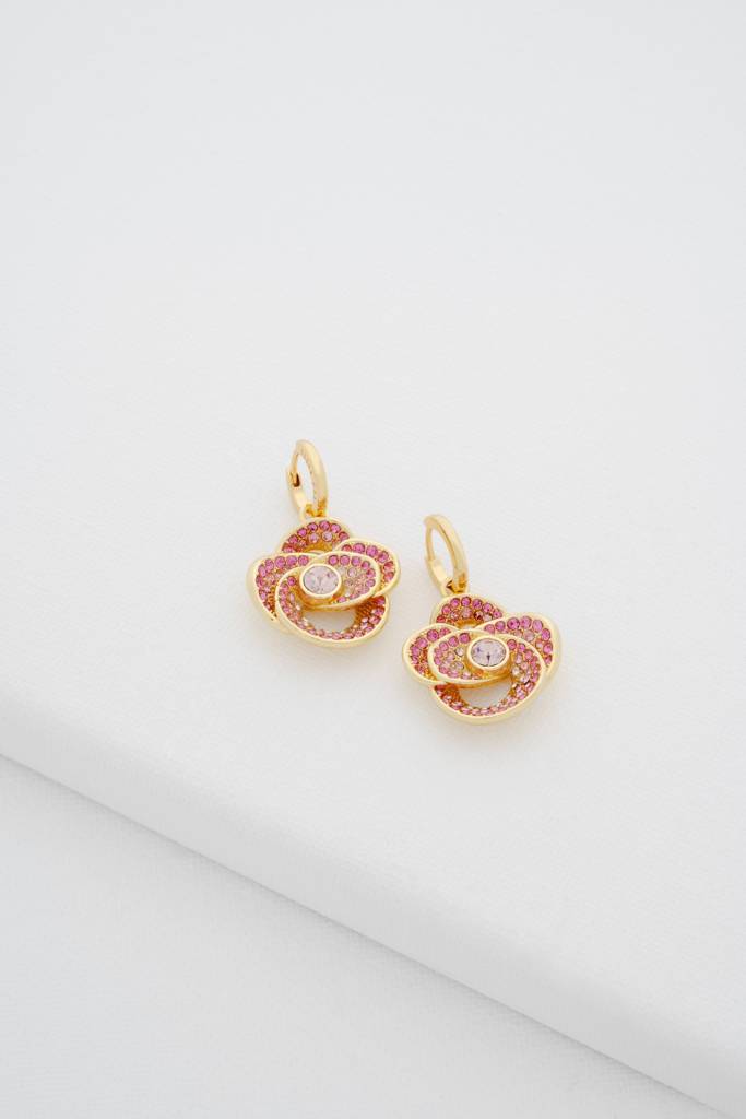 Florence: Crystal Flower Huggie Earrings : TBJ3847-02-34