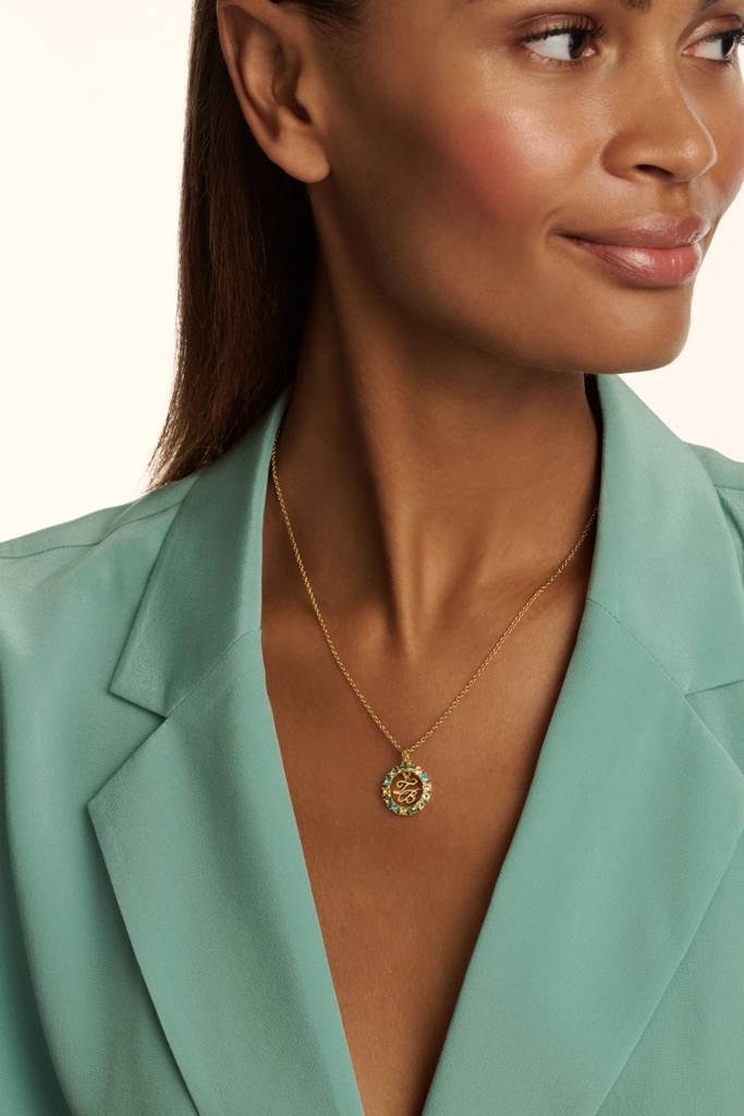 Molli: Monogram Crystal Pendant Necklace : TBJ3941-02-35
