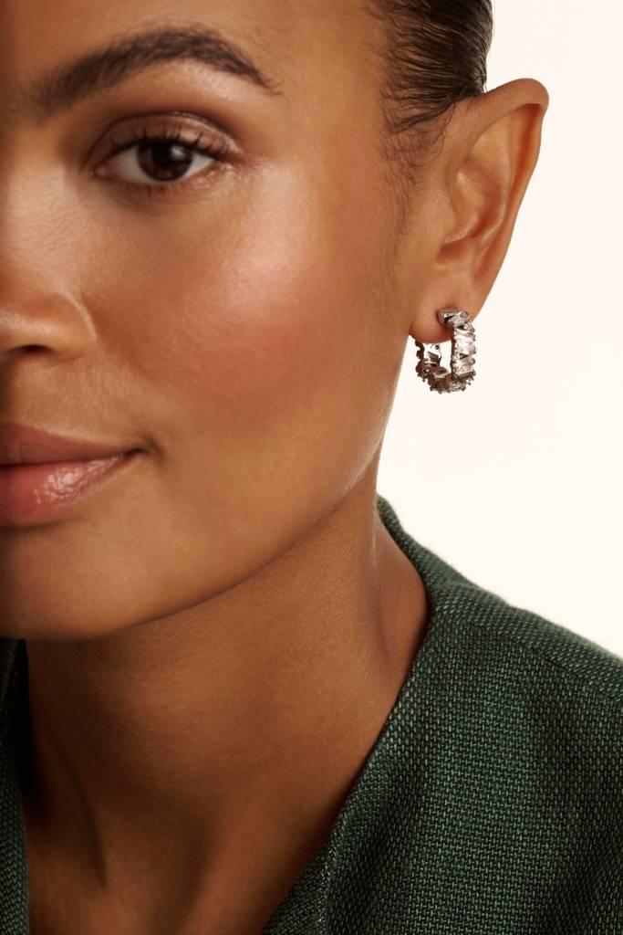 Clarence: Crystal Cluster Hoop Earrings : TBJ3949-01-02