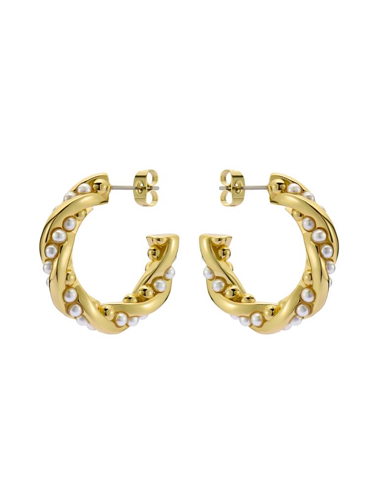 Tiyaa: Twisted Pearl Hoop Earrings : TBJ3953-02-28