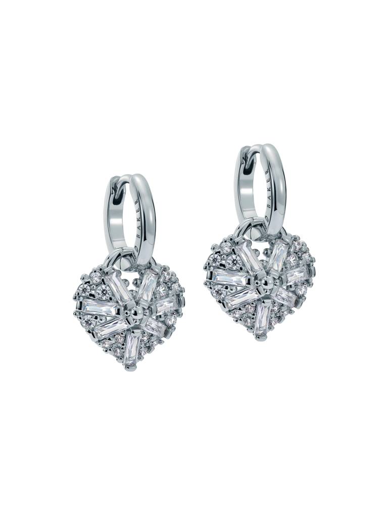 Cherise: Crystal Cluster Heart Huggie Drop Earrings : TBJ3980-01-02