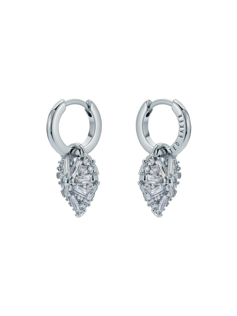 Cherise: Crystal Cluster Heart Huggie Drop Earrings : TBJ3980-01-02