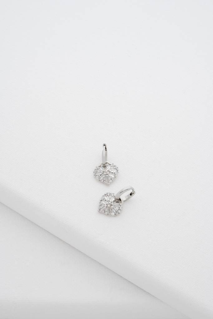 Cherise: Crystal Cluster Heart Huggie Drop Earrings : TBJ3980-01-02
