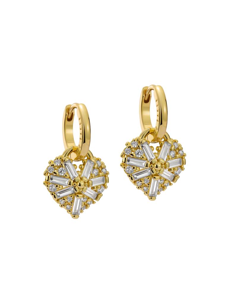 Cherise: Crystal Cluster Heart Huggie Drop Earrings : TBJ3980-02-02