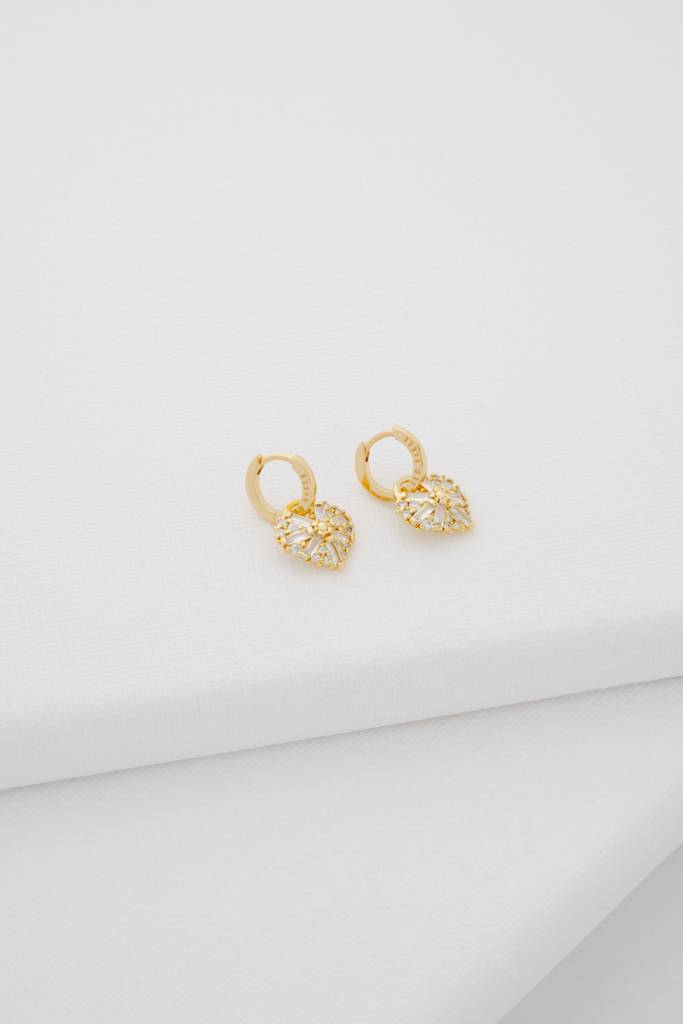 Cherise: Crystal Cluster Heart Huggie Drop Earrings : TBJ3980-02-02
