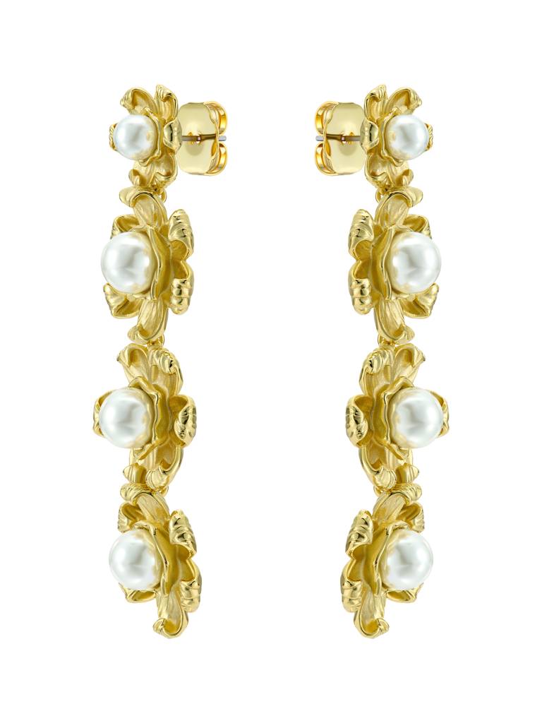 Darlena: Daisy Pearl Statement Drop Earrings : TBJ4030-02-28