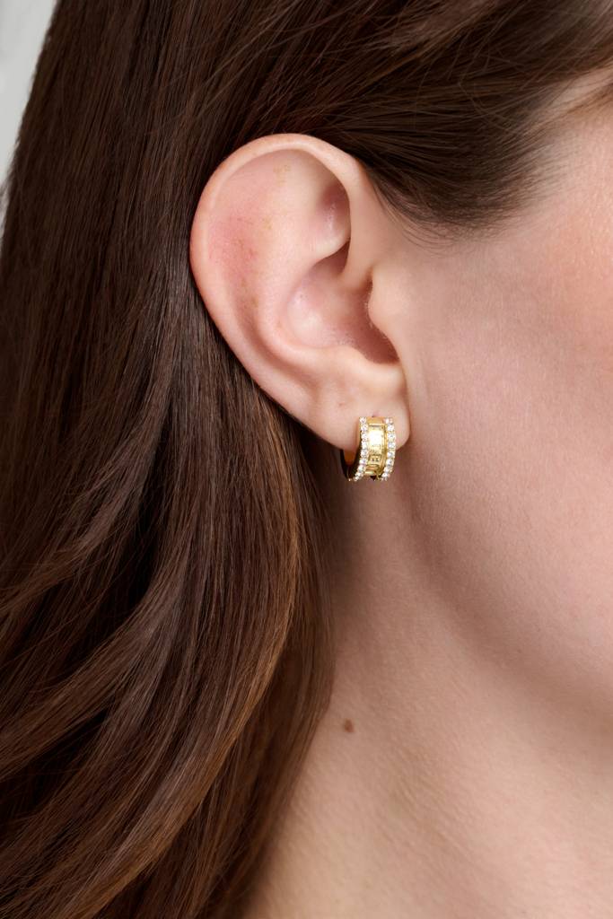 Rosie: Crystal Roll Huggie Earrings : TBJ4085-02-02