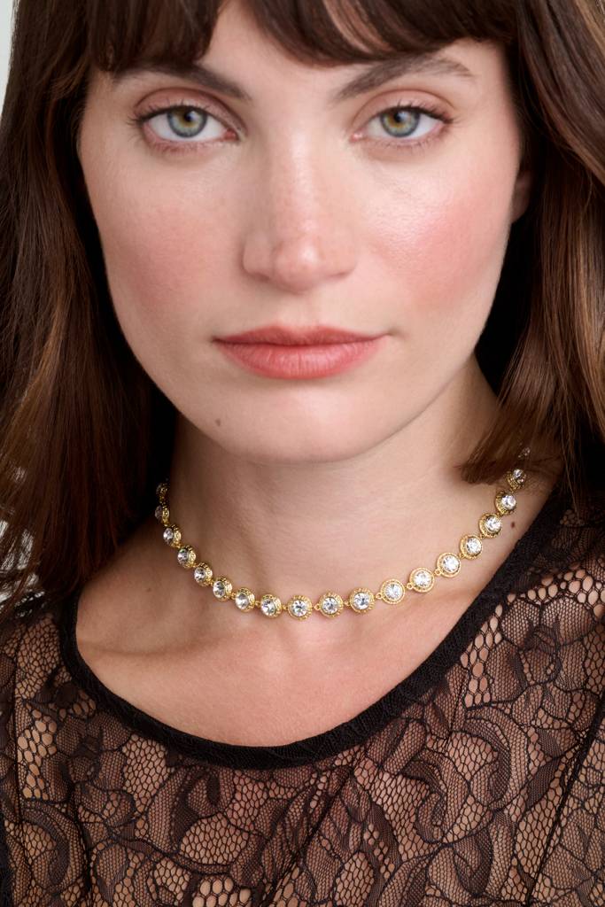 Solanna: Solitaire Sparkle Crystal Chain Necklace : TBJ4107-02-02
