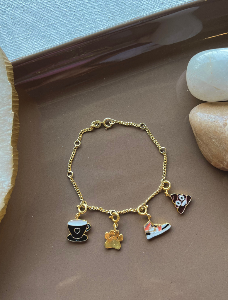 Coffee Run Gold Charm Bracelet