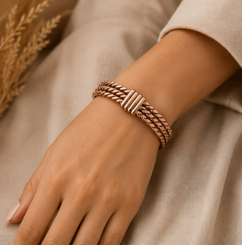 Three-Rope Copper Kada For Men & Women – Ayurvedic Copper Bracelet : THREE-ROPE-COPPER-BAND