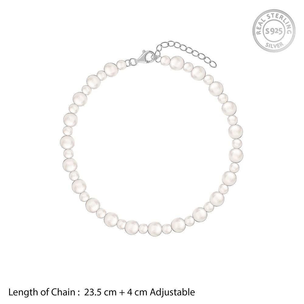925 Silver Debbie Pearl Anklet,Single | Gifts For Women And Girls | With Certificate Of Authenticity And 925 Stamp |  : TLA022