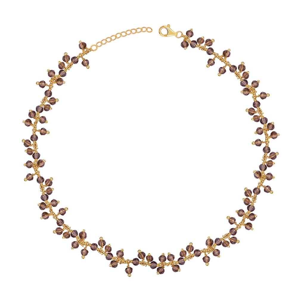 925 Silver Golden Smoky Quartz Anklet ,Single | Gifts For Women And Girls | With Certificate Of Authenticity And 925  : TLA036
