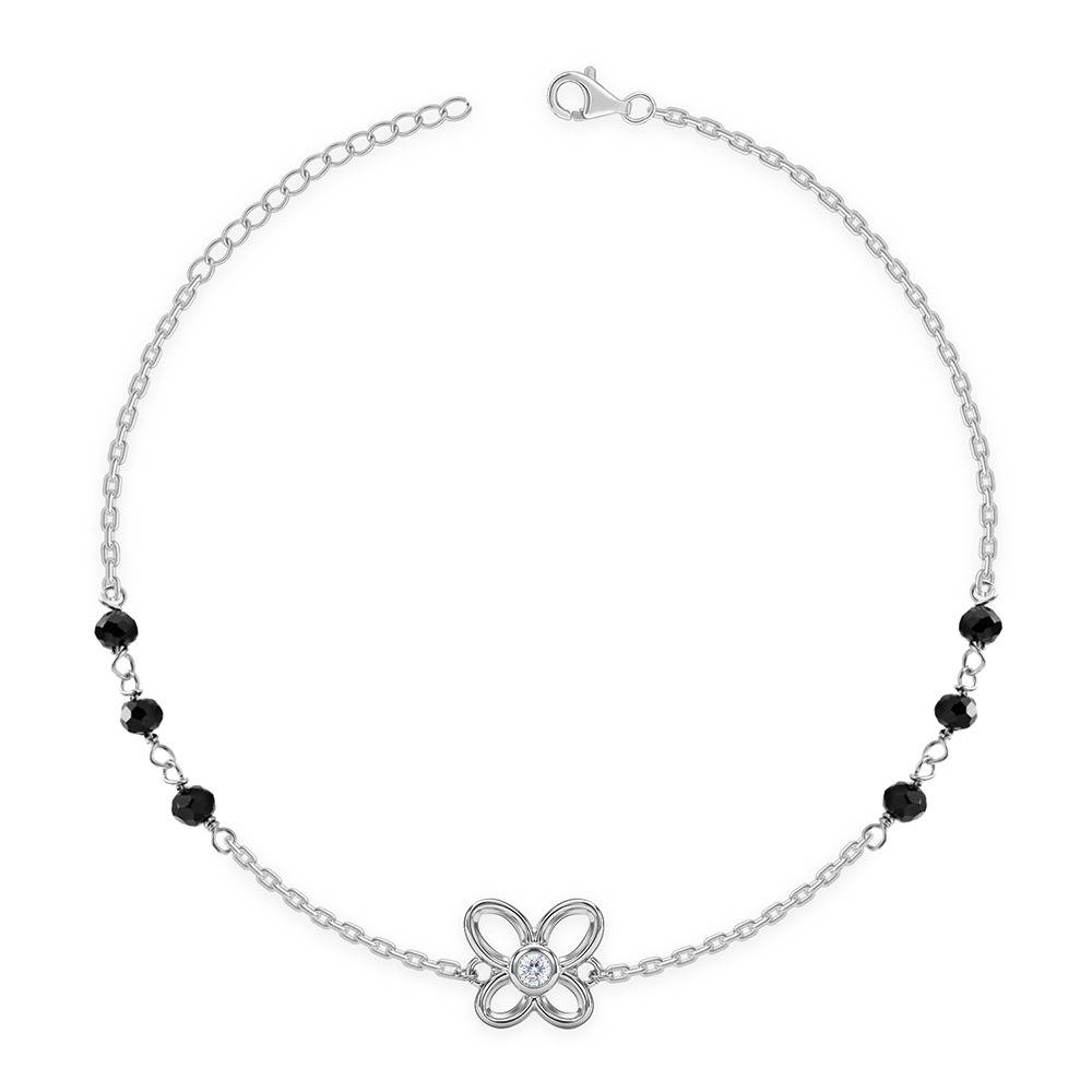 Giva 925 Silver Bead Jasmine Anklet | Gifts For Women And Girls | With Certificate Of Authenticity And 925 Stamp | 6  : TLA047